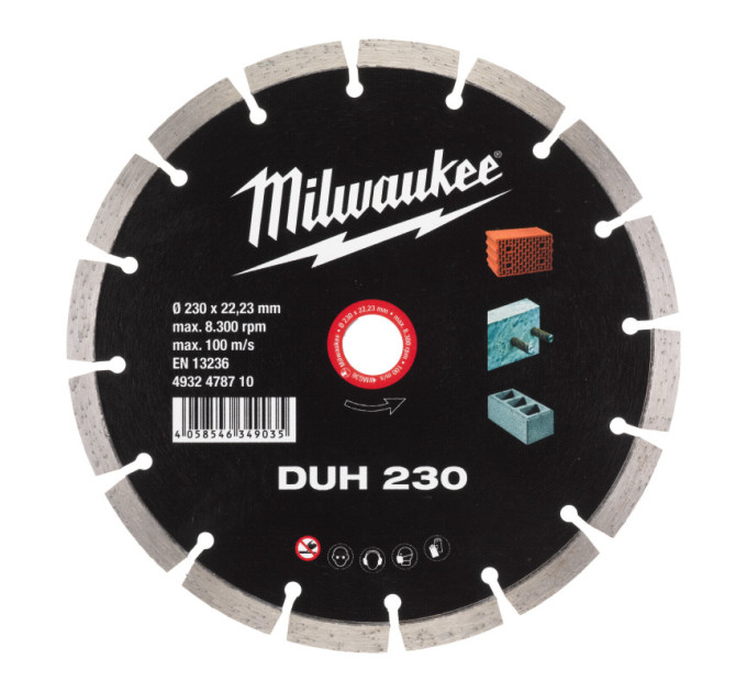 Диск алмазний MILWAUKEE DUH 230, Ø230мм (залізобетон, цегла) PROMO