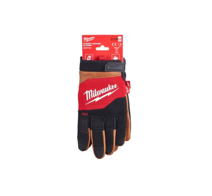 Рукавички робочі гібридні MILWAUKEE, 7/S (з шкіряними вставками)