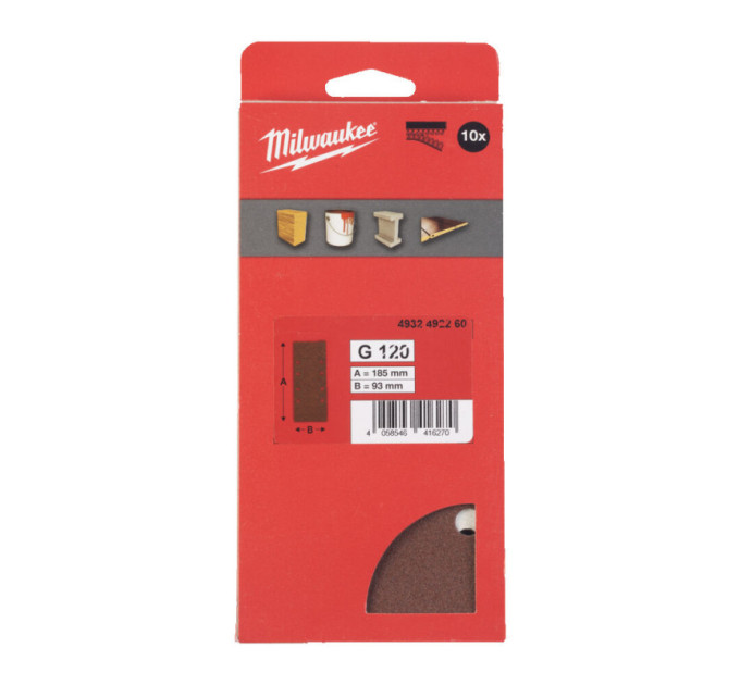 Шлифовальные листы MILWAUKEE, 93x185мм HL, зерно 120, (10шт)