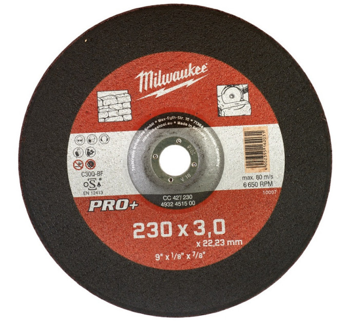 Диск відрізний по каменю MILWAUKEE, CC 42/230х3 PRO+, Ø230мм
