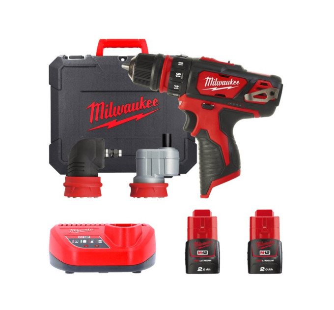 Дриль-шуруповерт акумуляторний MILWAUKEE M12 BDDXKIT-202C (32 Нм) (2насадки+ЗУ+2акк.Х2Ач+кейс)
