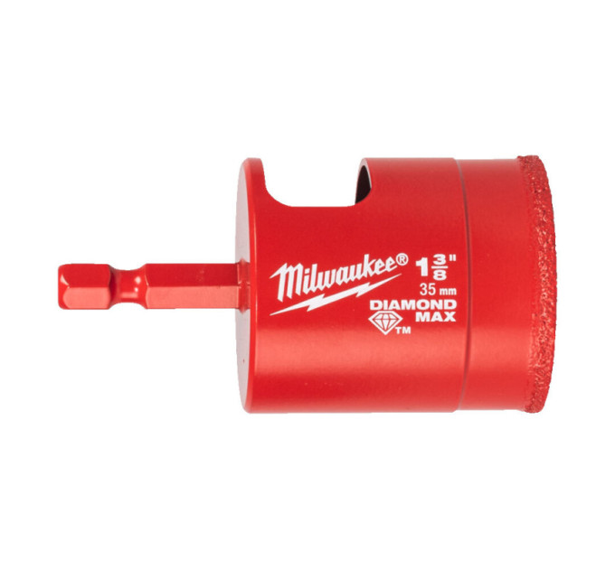 Коронка алмазная Diamond Plus/Max MILWAUKEE, Ø35,0мм (1/4'' Hex) (сверление с водой)