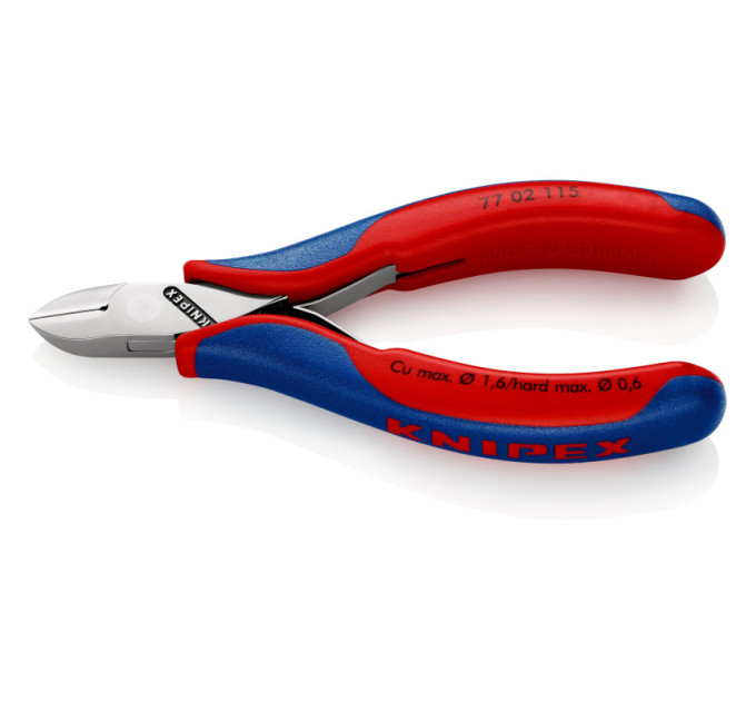 Кусачки боковые (бокорезы) для электроники, Ø1,6мм, 115мм KNIPEX 77 02 115, полированные
