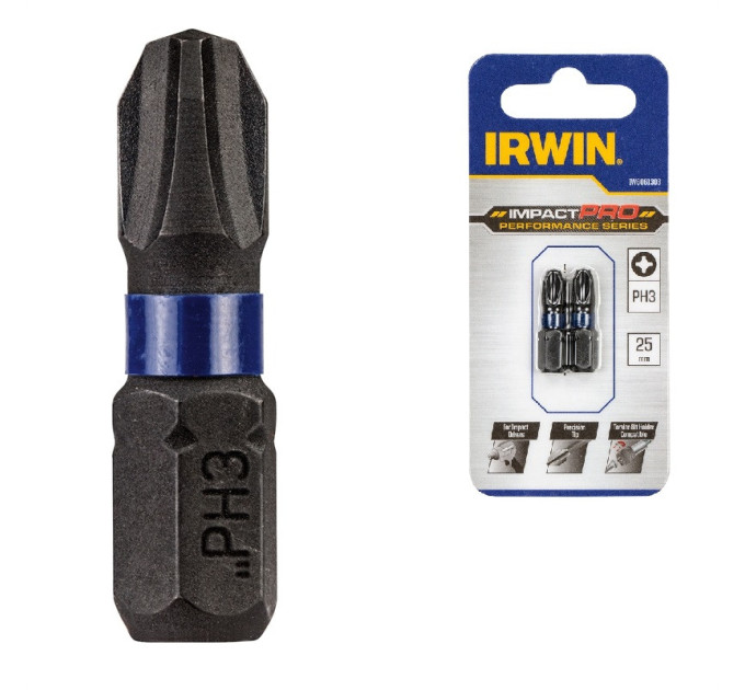 Бита IMPACT PRO 1/4"/25мм PH3 2шт, IRWIN