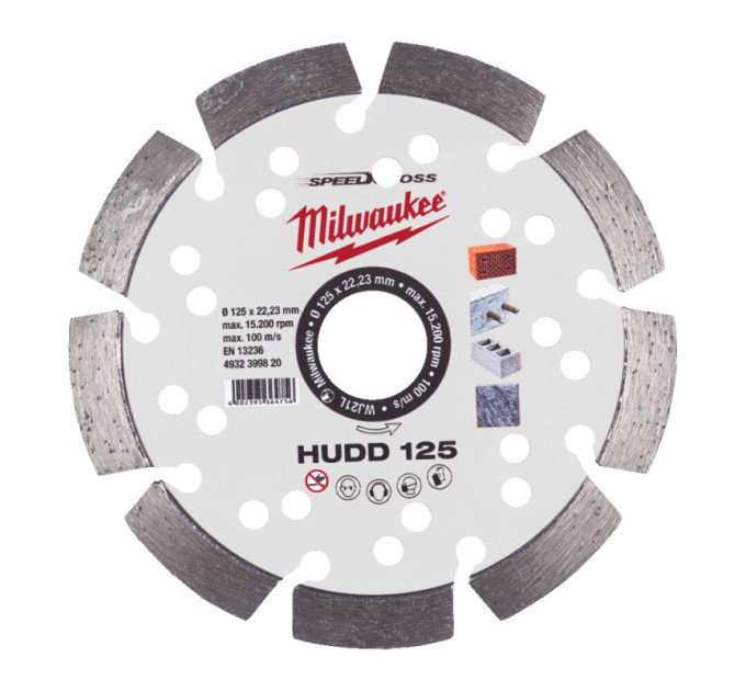 Диск алмазный Speedcross MILWAUKEE HUDD 125, Ø125мм (железобетон, гранит)