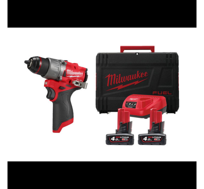 Дриль-шуруповерт акумуляторна безщіткова ударна MILWAUKEE M12 FPD2-402X (45Нм) (ЗУ+2Х4Ач+HDкейс)