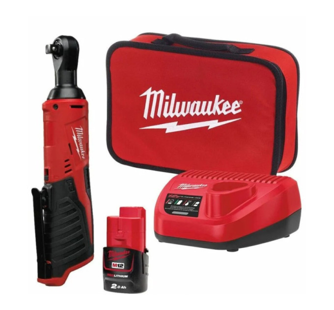 Трещётка аккумуляторная бесщёточная MILWAUKEE 1/4" (40 Нм) M12 IR-201B (ЗУ+1акк.Х2Ач+сумка)