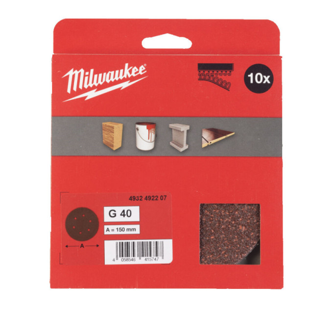 Шліфувальне коло MILWAUKEE Ø150/6 HL, зерно 40, (10шт)