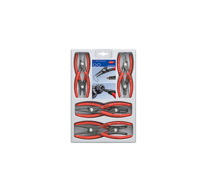 Набор щипцов прецизионных для стопорных колец KNIPEX 00 20 04 SB, (8шт)