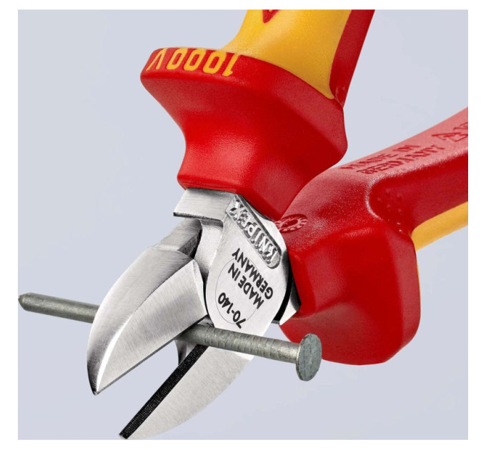 Кусачки боковые (бокорезы), Ø4,0мм, 140мм VDE KNIPEX 70 06 140 SB, хромированные
