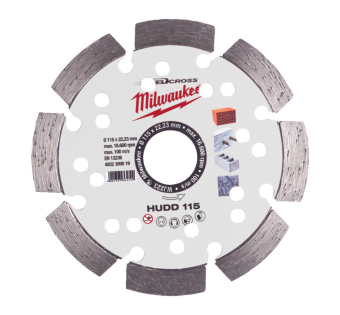 Диск алмазный Speedcross MILWAUKEE HUDD 115, Ø115мм (железобетон, гранит)