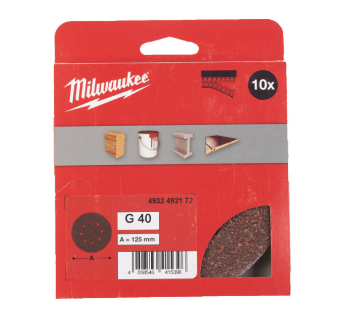 Шліфувальне коло MILWAUKEE Ø125/8 HL, зерно 40, (10шт)
