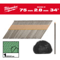 Гвозди оцинкованные с D-образной головкой MILWAUKEE 2,8/34°/75мм (2200шт)