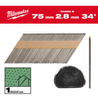 Гвозди оцинкованные с D-образной головкой MILWAUKEE 2,8/34°/75мм (2200шт)