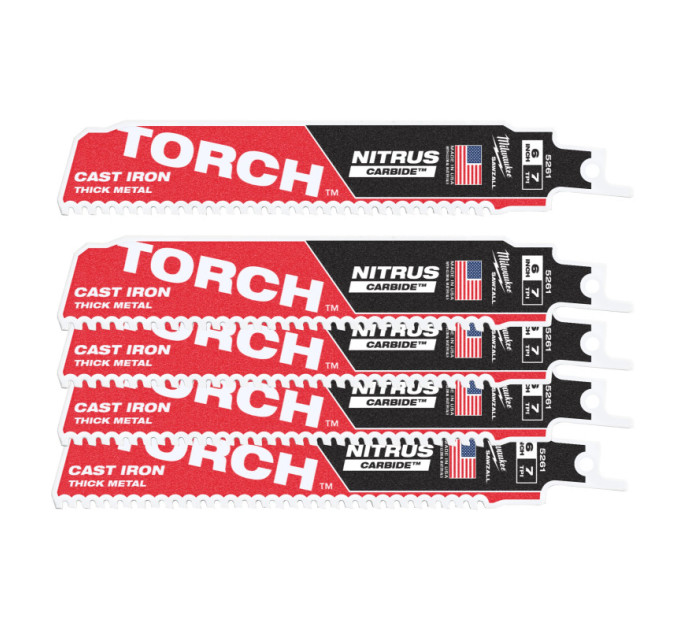 Полотно для сабельных пил TORCH CARBIDE NITRUS MILWAUKEE, 150х3,1мм, (5шт), (металл)