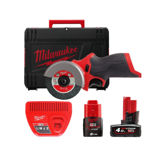 Пила дискова універсальна акумуляторна безщіткова MILWAUKEE M12 FCOT-422X, Ø76 (ЗУ+2акк+кейс)