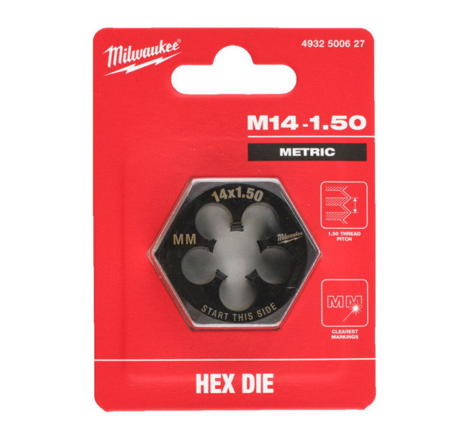 Плашка шестигранная MILWAUKEE, М14-1,50мм