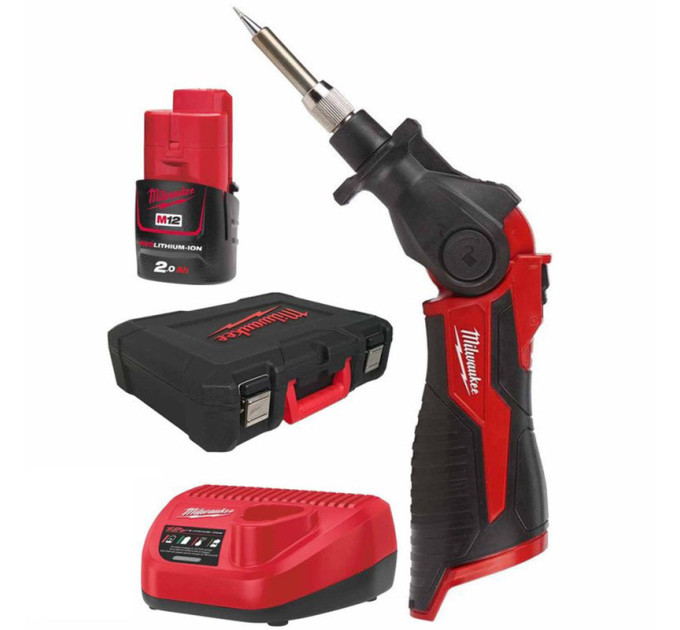 Паяльник аккумуляторный MILWAUKEE M12 SI-201C (ЗУ+1акк.Х2Ач+кейс)