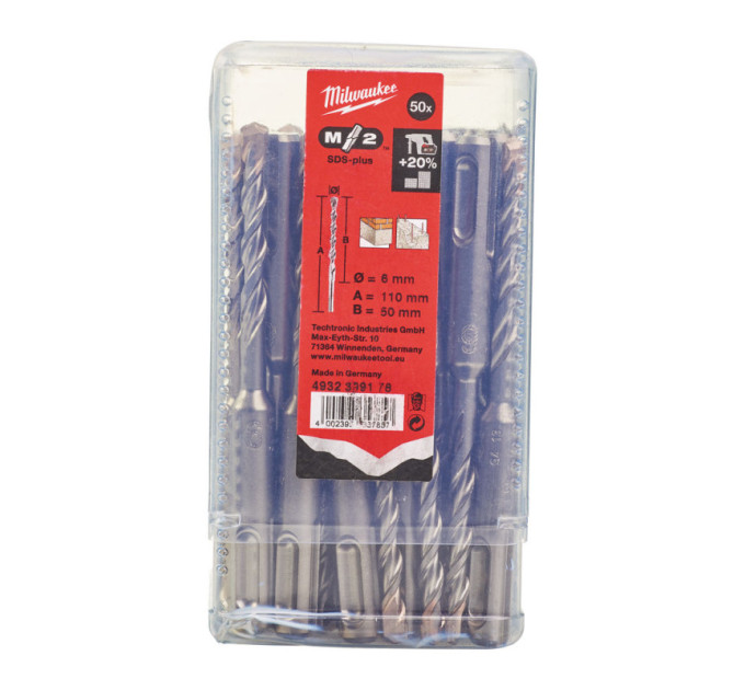 Бур SDS-PLUS M2 MILWAUKEE, Ø6,0х110х50мм, (50шт)
