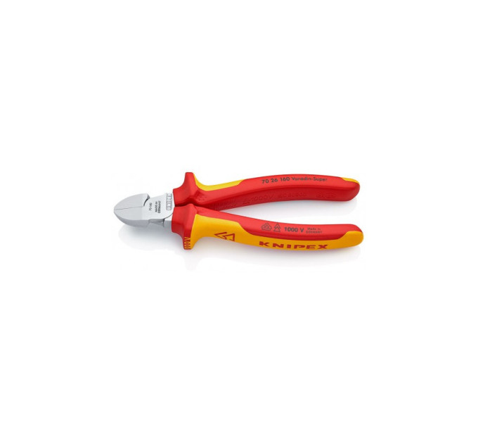 Кусачки боковые (бокорезы), Ø4,0мм, 160мм VDE KNIPEX 70 26 160, хромированные