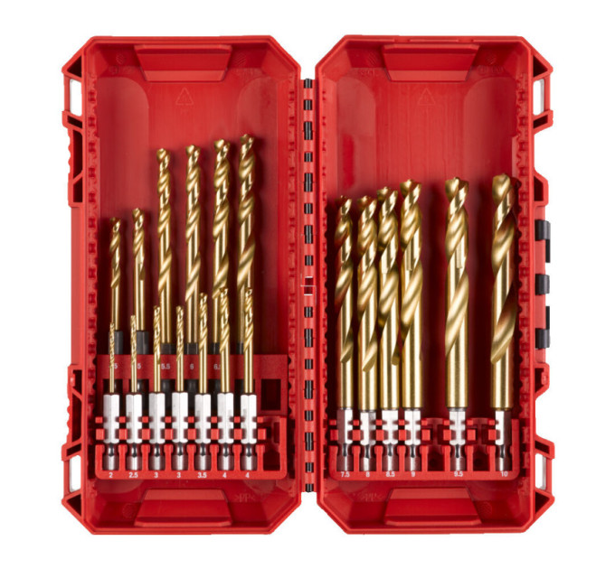 Набор сверл по металлу RedHEX SHOCKWAVE™ HSS-TiN PACKOUT MILWAUKEE, (19шт) (2-10мм)