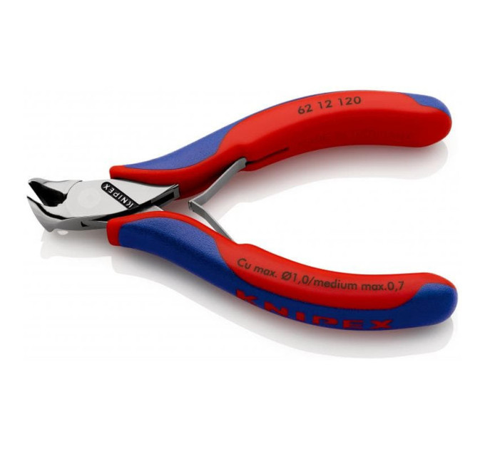 Кусачки боковые (бокорезы) для электроники, 15°, Ø1,0мм, KNIPEX 62 12 120, полированные