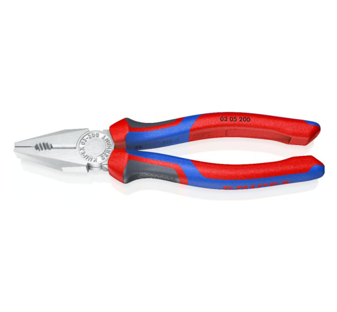 Пассатижи (плоскогубцы) комбинированные Ø13,0мм, 200мм KNIPEX 03 05 200, хромированные