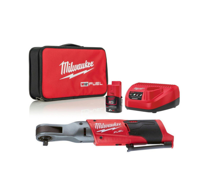 Трещітка акумуляторна компактна безщіткова MILWAUKEE 3/8" (75 Нм) M12 FIR38-201B(ЗУ+1Х2Ач+сумка)