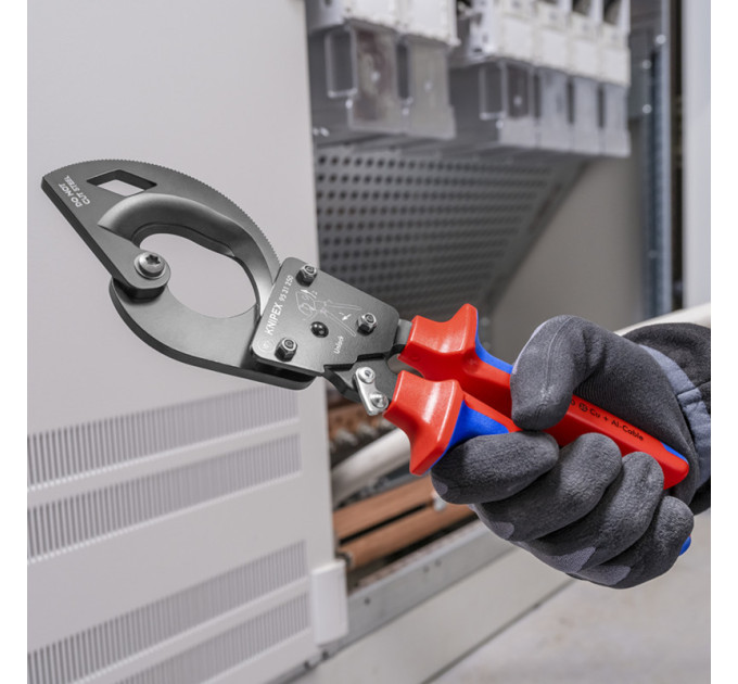 Ножницы для резки кабелей (по принципу трещотки), Ø32мм / 240мм², 250мм KNIPEX 95 31 250, фосфат