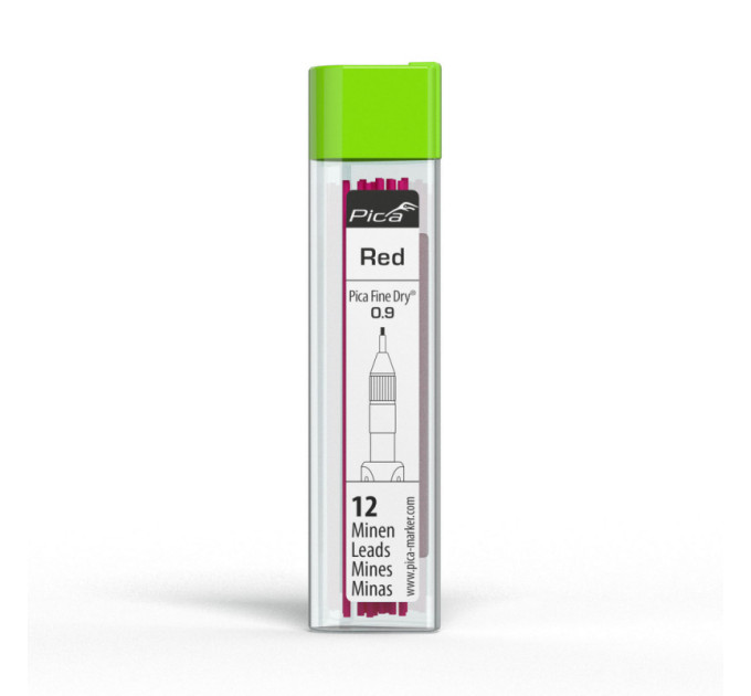 Жала графитовые запасные Pica 7031/SB для PICA Fine Dry 0,9мм, красные (12шт)