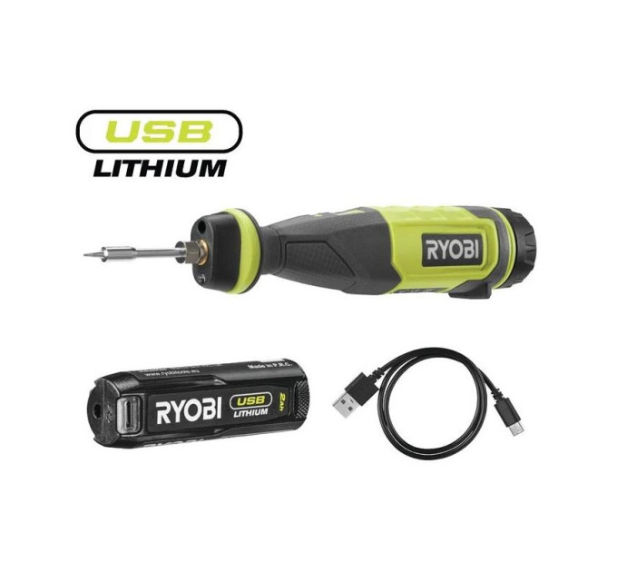 Паяльник аккумуляторный RYOBI USB Lithium RSI4-120G 4В (1х2Ач) 460°С, LED підсвітка