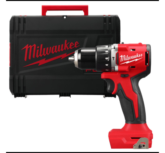 Дриль-шуруповерт акумуляторна безщіткова ударна MILWAUKEE M18 BLPDRC-0X (60Нм) (каркас, HDкейс)