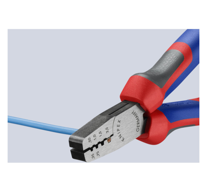 Инструмент для обжима контактных гильз 0,25-16,0мм², 145мм KNIPEX 97 62 145 А, фосфатированный
