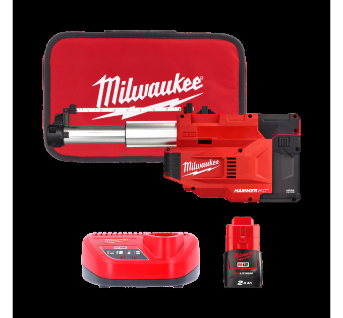 Система видалення пилу акумуляторна MILWAUKEE M12 UDEL-201B (L-клас) (ЗУ+1акк.Х2Ач+сумка)
