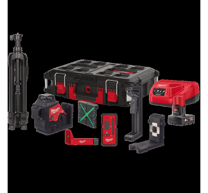 Нівелір лазерний акумуляторний 3D MILWAUKEE, M12 3PLKIT-401P, (заміна на 4933499379)