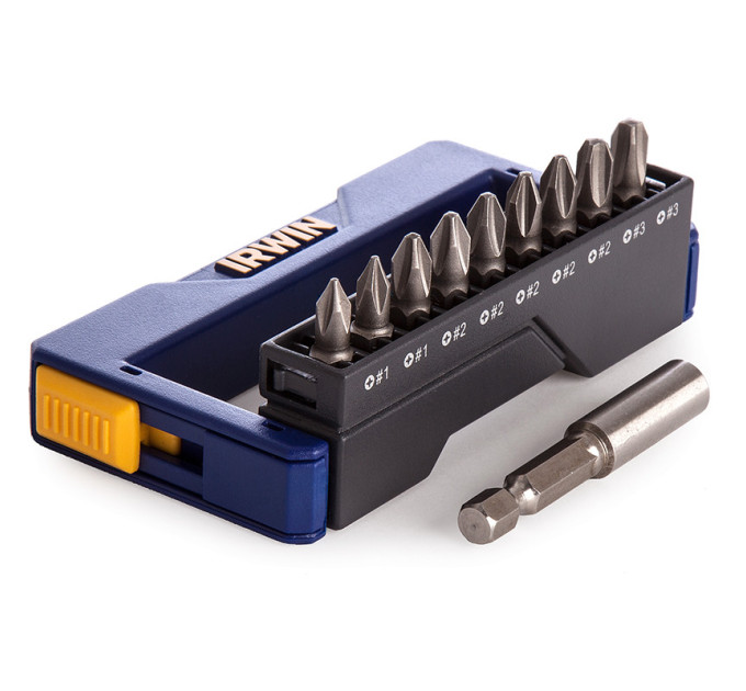 Набор бит в футляре 9+1 (4xPZ2/4xPH2/T20), IRWIN