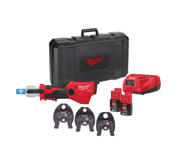 Обжимник гидравлический аккумуляторный для труб MILWAUKEE, M12 ONEHPT-202C V-SET2 (ЗУ, 2х2Ач, кейс)