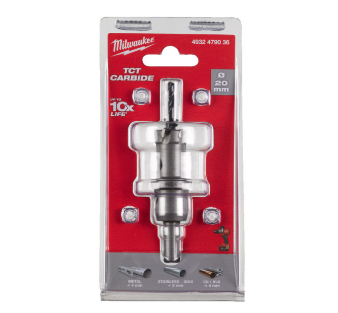 Цельная коронка Holesaw TCT MILWAUKEE для стали/нержавеющей стали, Ø20мм