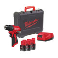 Дриль-шуруповерт акумуляторна безщіткова MILWAUKEE M12 BLDDRC-203С (40Нм) (ЗУ+3акк.Х2Ач+кейс)