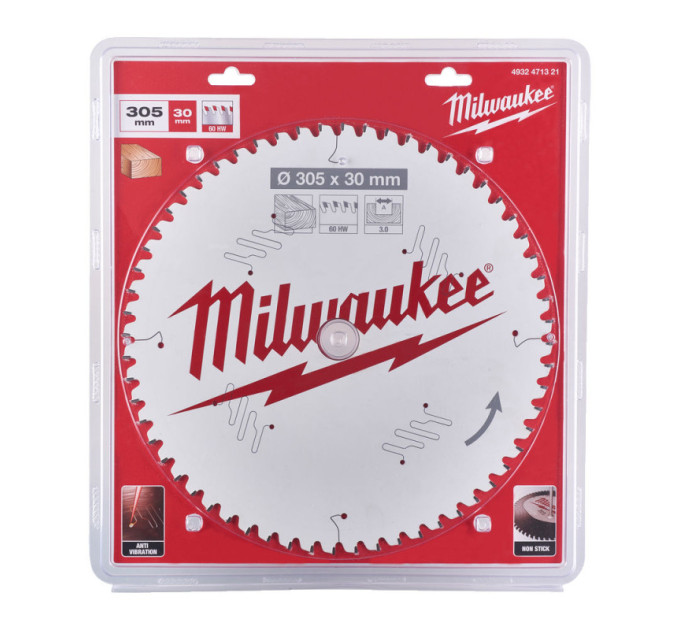 Диск пильный по дереву для торцевых пил PFTE MILWAUKEE, Ø305х30х3,0мм, 60 зуб.