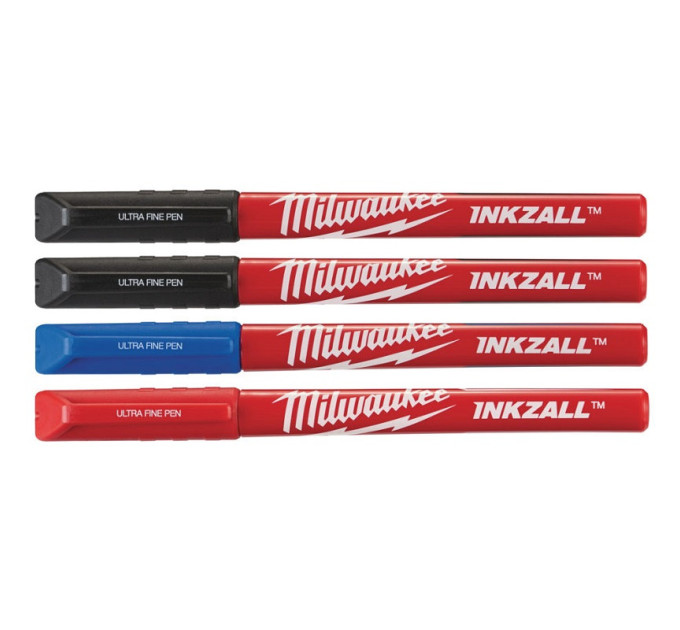 Набор маркеров INKZALL Fine Tip MILWAUKEE, супертонких (Синий/Красный/Черный) 4шт