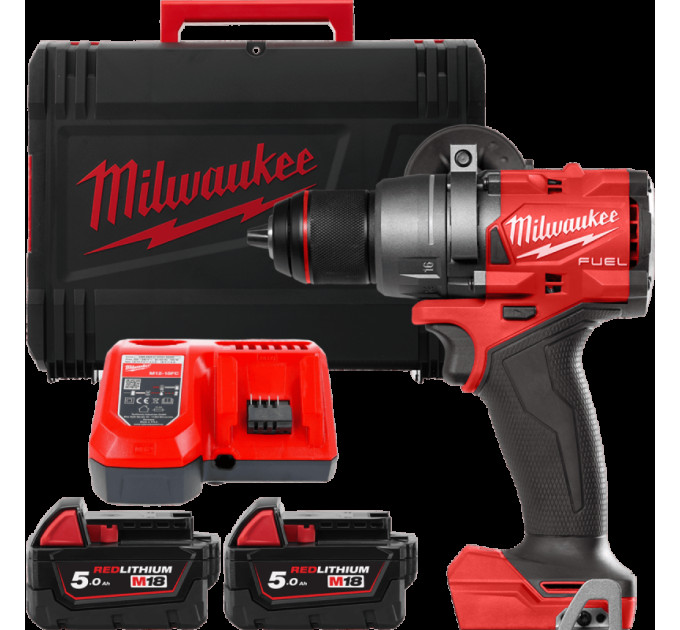 Дриль-шуруповерт акумуляторна безщіткова MILWAUKEE M18 FDD3-502X (158Нм) (ЗУ+2акк.Х5Ач+HDкейс)