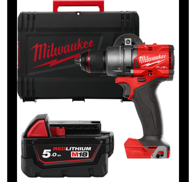 Дрель-шуруповёрт аккумуляторная бесщёточная MILWAUKEE M18 FDD3-0X (158 м) (каркас+HDкейс) + M18 B5