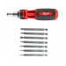 Отвертка универсальная с трещоткой 9в1 (PH1, PH2, PZ1, PZ2, Torx®15, Torx®20, SL5.5) MILWAUKEE