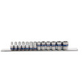 Набор головок 1/4" 13 ед. 6-ти гранные, (4-14mm) на планке