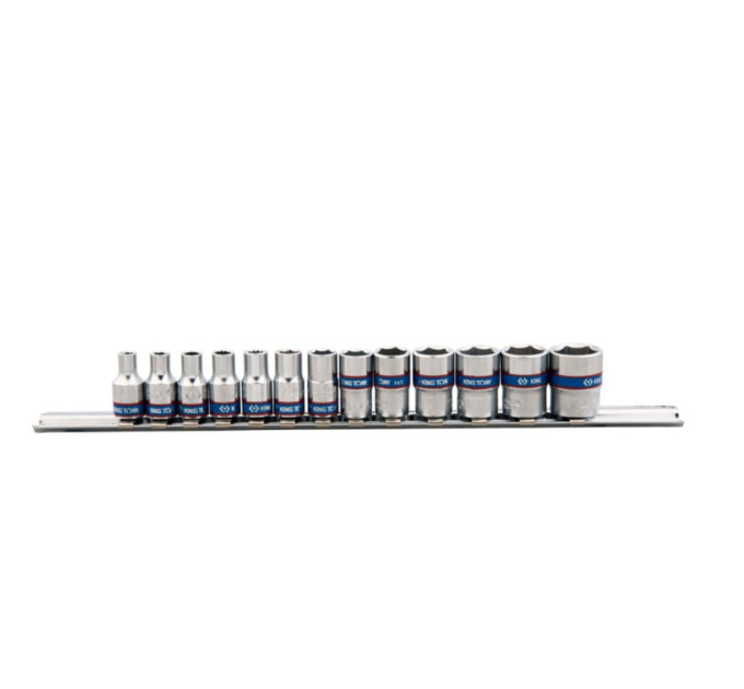 Набор головок 1/4" 13 ед. 6-ти гранные, (4-14mm) на планке