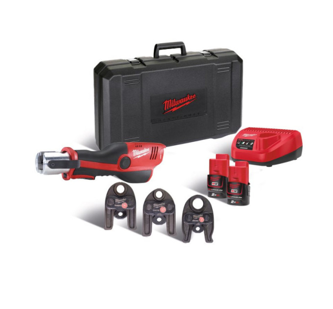 Обтискач гідравлічний акумуляторний для труб MILWAUKEE M12 HPT-202C V-KIT (ЗУ+2акк.Х2Ач+кейс)