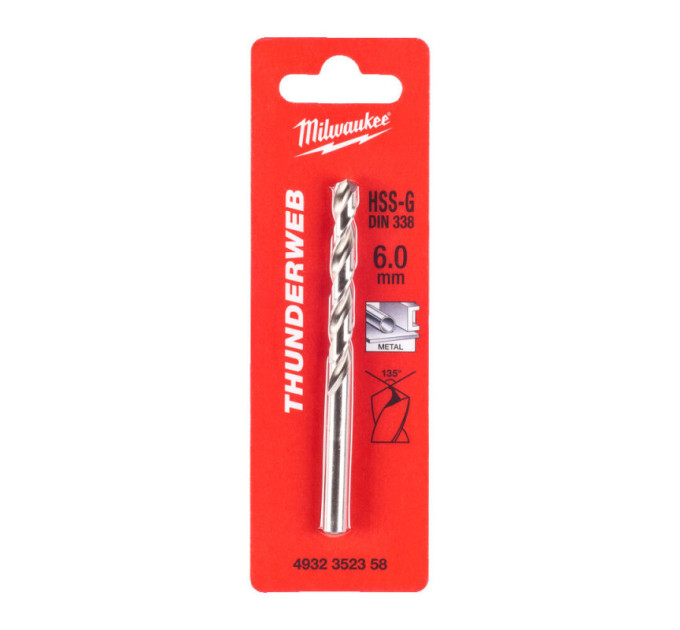 Свердло по металу THUNDERWEB HSS-G MILWAUKEE, DIN338, Ø6,0x93х57мм