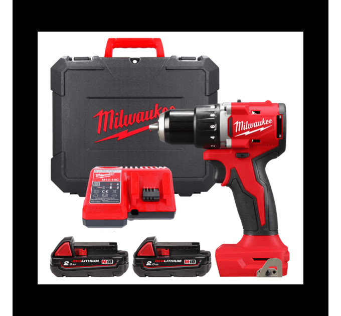 Дрель-шуруповёрт аккумуляторная бесщёточная MILWAUKEE M18 BLDDRC-202С (60Нм) (ЗУ+2акк.Х2Ач+кейс)
