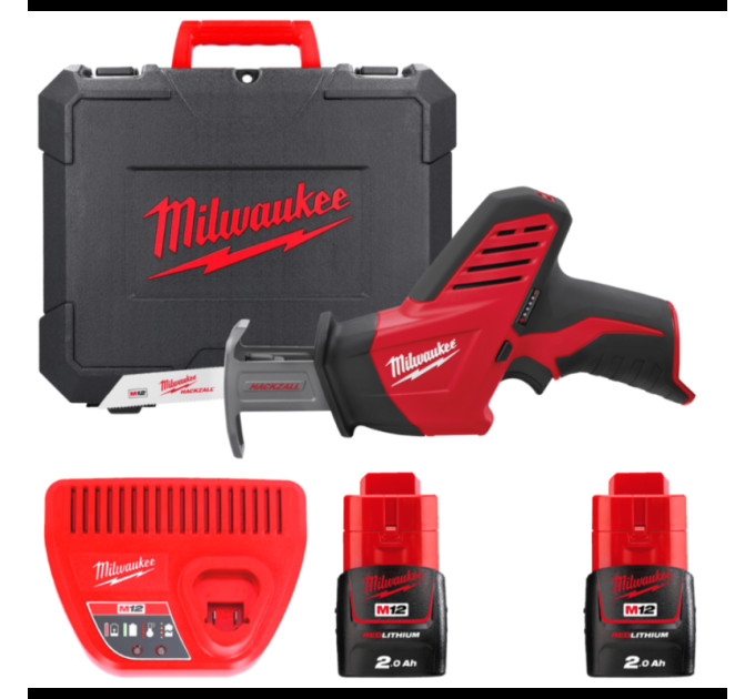 Пила сабельная аккумуляторная MILWAUKEE M12 C12 HZ-202С (ЗУ+2акум.Х2Ач+кейс)